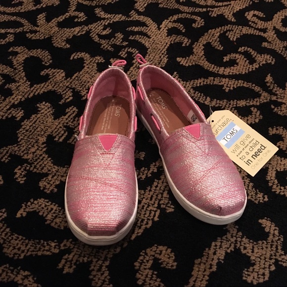 🌸NWT🌸Toms Youth sparkly pink boat shoes - Picture 8 of 8